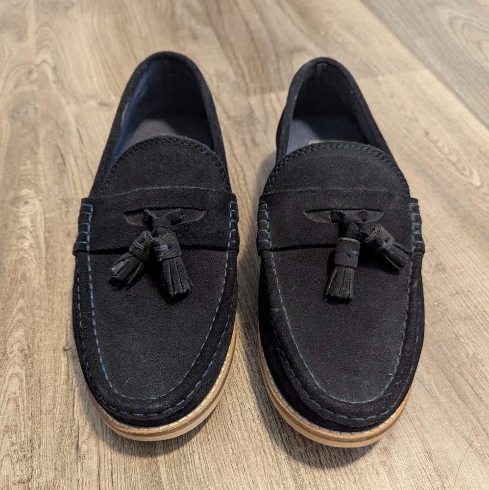 Navy Suede Tassel Loafers
